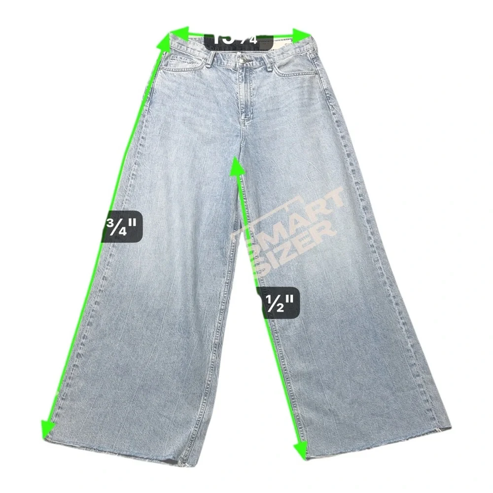 Rag and bone Women's Wide-Leg hi rise ankle Jeans 29 light blue raw hem - Picture 2 of 8